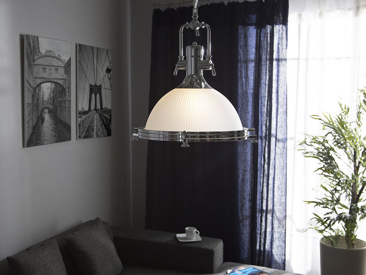 HÄNGELEUCHTE Ebron 38/38/114 cm - Weiß, Glas (38/38/114cm) - Beliani