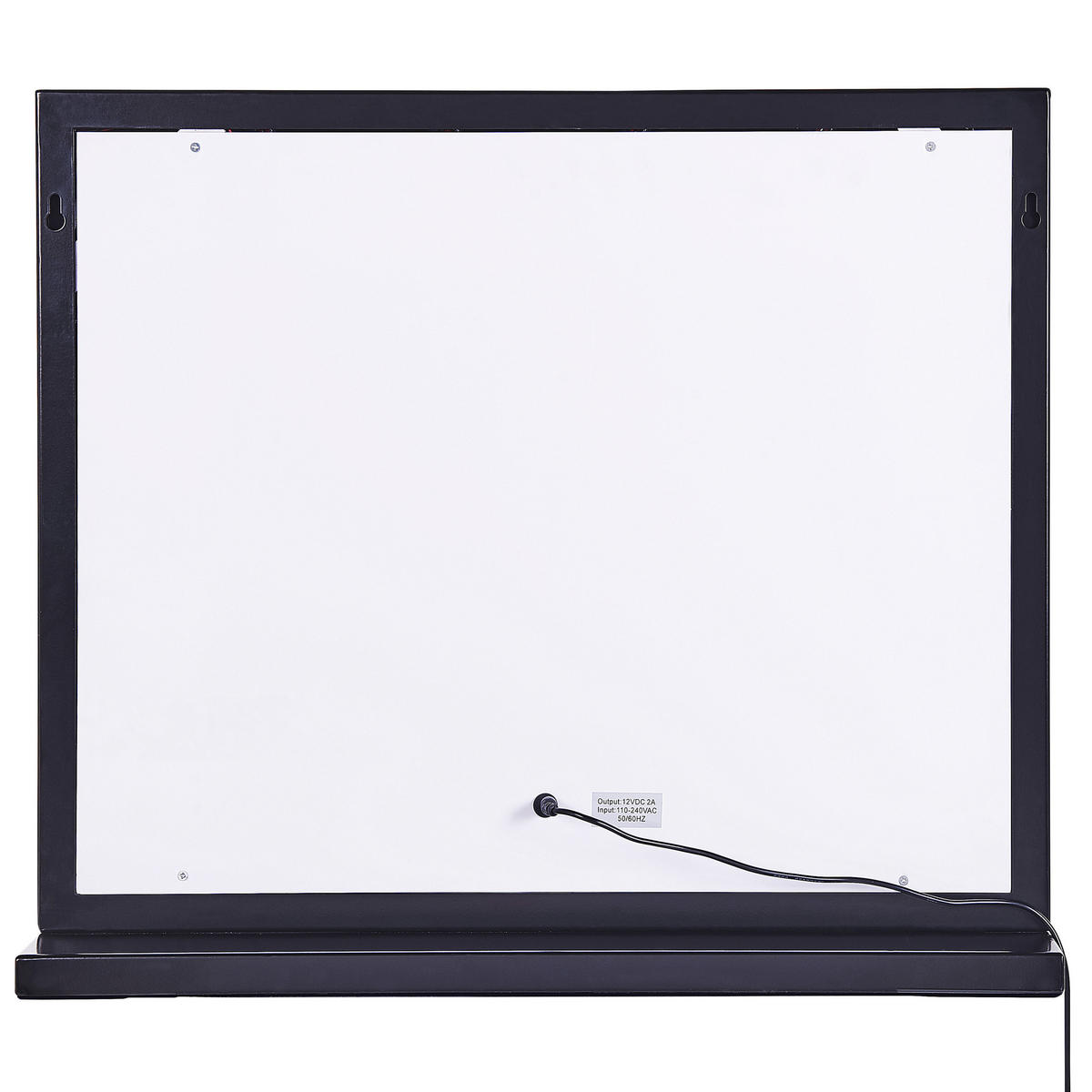 BADSPIEGEL mit LED-Beleuchtung schwarz rechteckig 50/60 cm Beauvoir - Schwarz, Metall (60/50/2cm) - Beliani