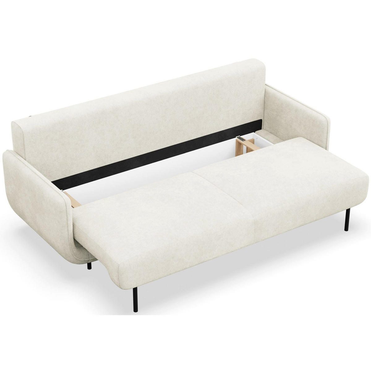 SCHLAFSOFA Ovals Creme - Creme/Schwarz, Textil/Metall (236/95/96cm) - Selsey