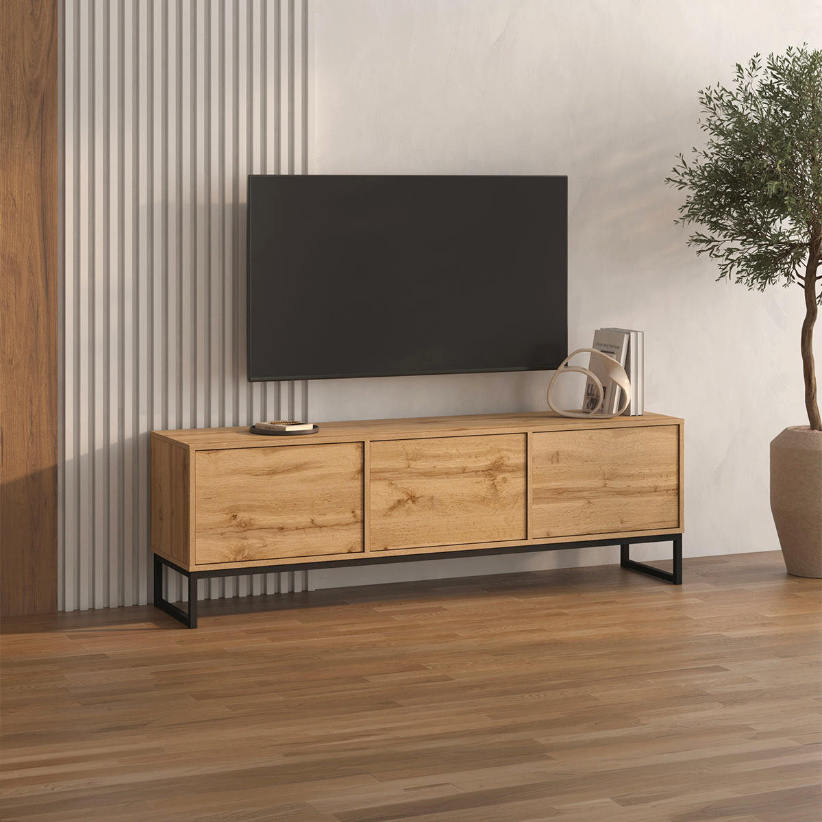 TV STOLEK Loa Dřevo - hnědá, kompozitní dřevo (157/50.2/36.5cm) - Petits-meubles