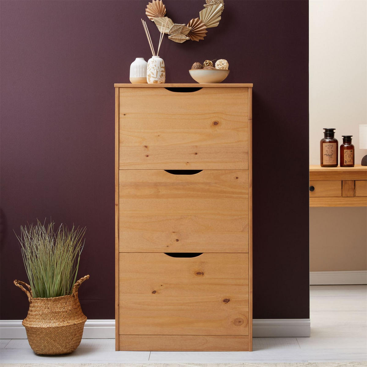 SCHUHSCHRANK BASIL - Braun, Holz (59/116/25cm) - IDIMEX
