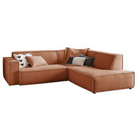 ECKSOFA SAMU Braun Cord - Dunkelbraun/Schwarz, Textil (254/224cm) - KAWOLA
