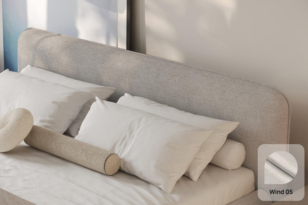 POLSTERBETT ODETTE mit Bettkasten, Beige Wind 05 - 160x200cm - Beige/Naturfarben, Holz/Textil (160/200cm) - mybed.