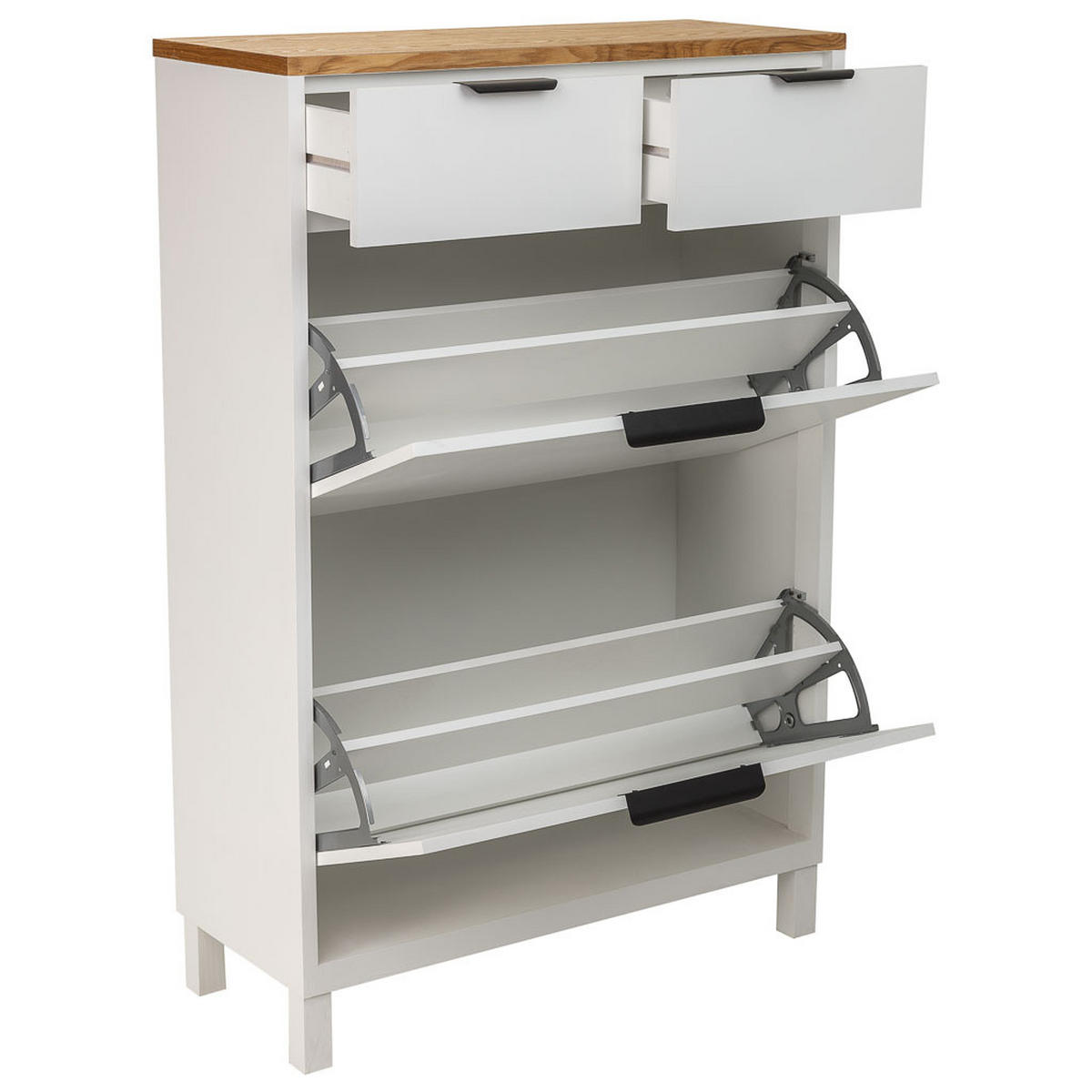 SCHUHSCHRANK aus Holz mit 2 Schubladen und 2 Türen 80x33x120 - Weiß, Holzwerkstoff (80/120/33cm) - Wanderlust