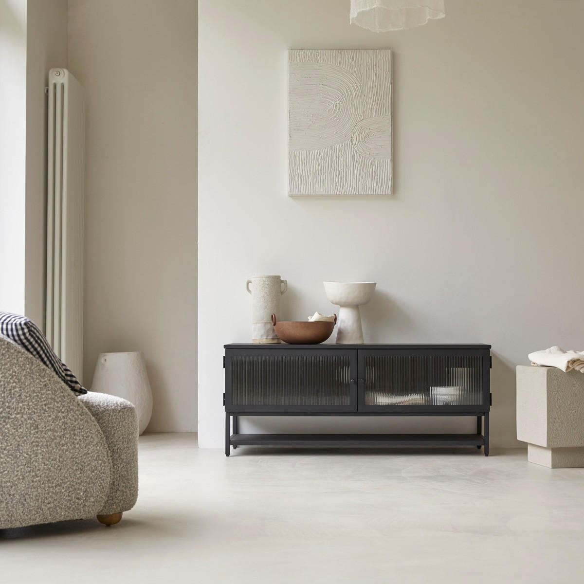 TV-SCHRANK Antonin Schwarz aus Metall - Schwarz, Metall (120/50/37cm) - Tikamoon