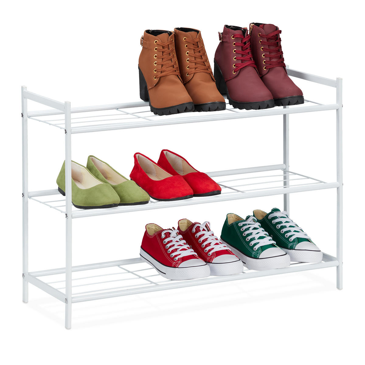 SCHUHREGAL - Weiß, Metall (70/50/26cm) - Relaxdays