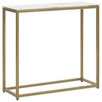 KONSOLENTISCH Marmor Optik weiß/gold Delano - Goldfarben/Weiß, Glas (30/80/76cm) - Beliani