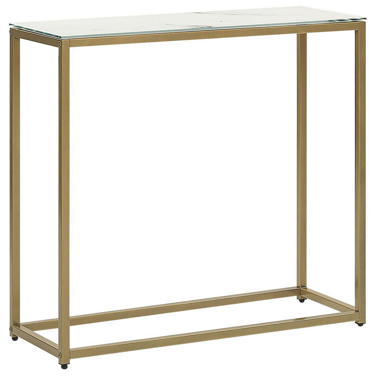 KONSOLENTISCH Marmor Optik weiß/gold Delano - Goldfarben/Weiß, Glas (30/80/76cm) - Beliani