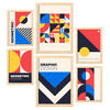 POSTER Set Mit 6 Bauhaus-Stil 1 Geometrisch Größe A3 & A4 Rahmen aus hellem Holz - Beige, Papier (29.7/1cm) - Nacnic