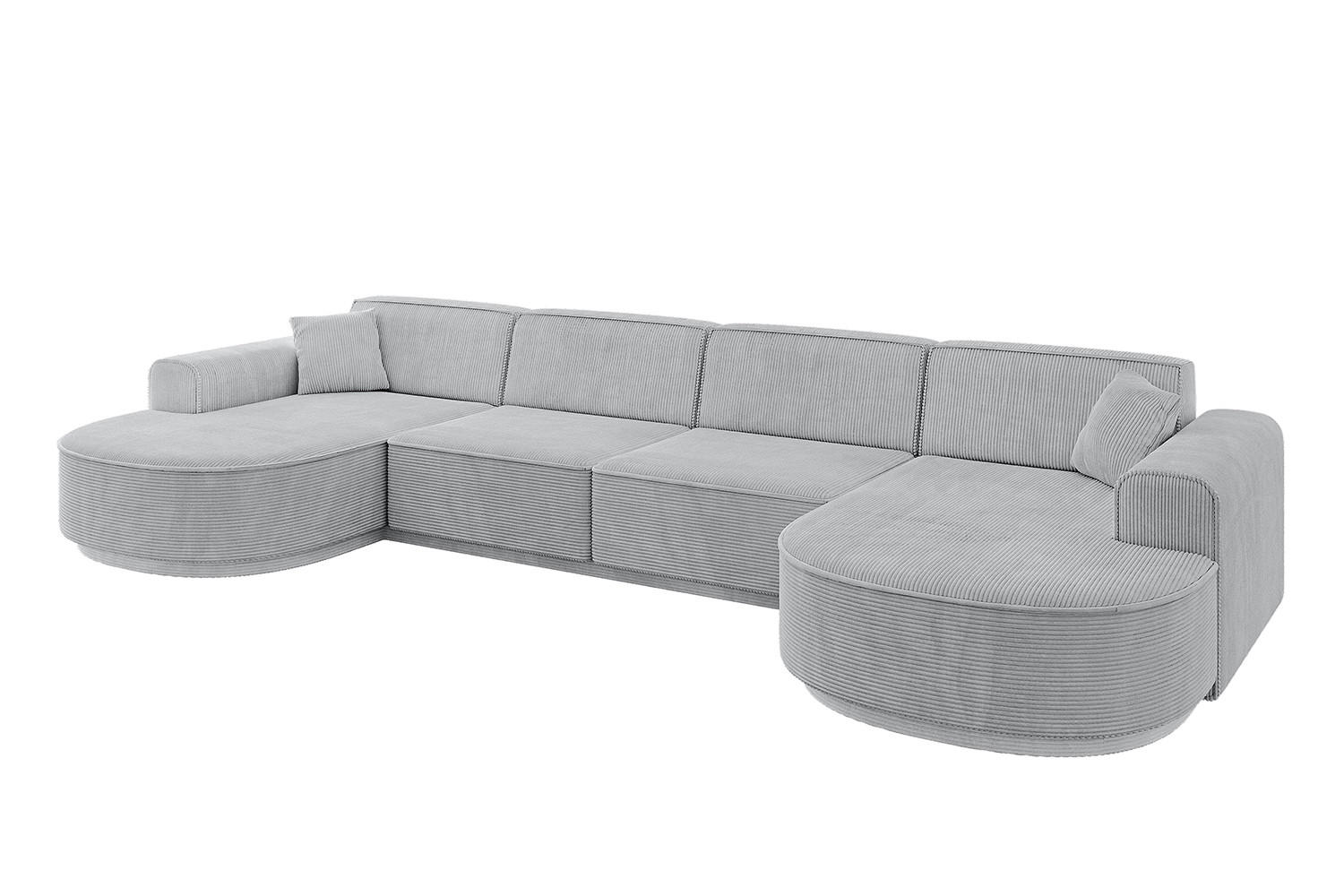 WOHNLANDSCHAFT MARI-U2-v3 - 388x171x83 cm Grau Cord - Schwarz/Grau, Holzwerkstoff/Kunststoff (388/83/171cm) - ALTDECOR