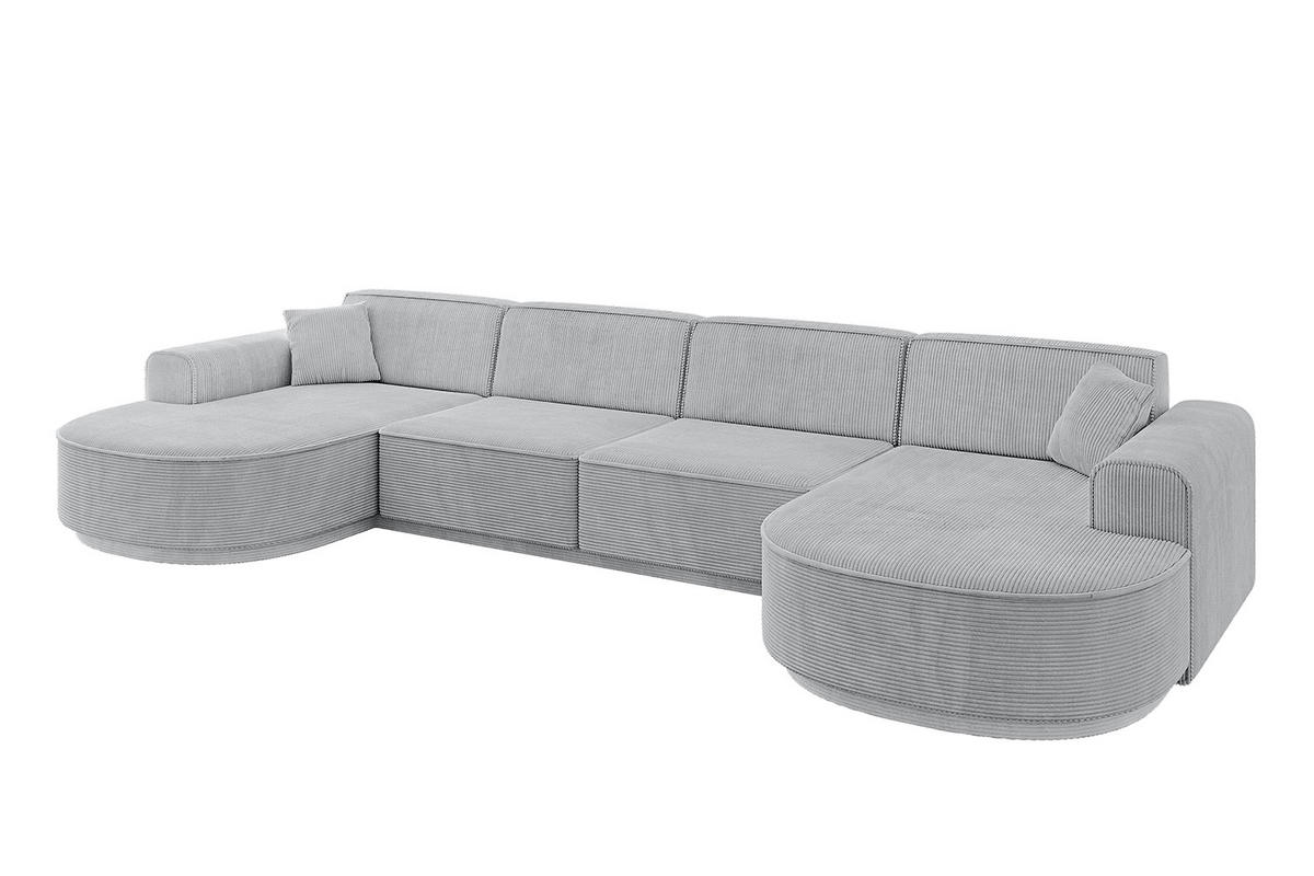 WOHNLANDSCHAFT MARI-U2 - 380x163x73,5 cm Grau Cord - Schwarz/Grau, Holzwerkstoff/Kunststoff (380/73.5/163cm) - ALTDECOR