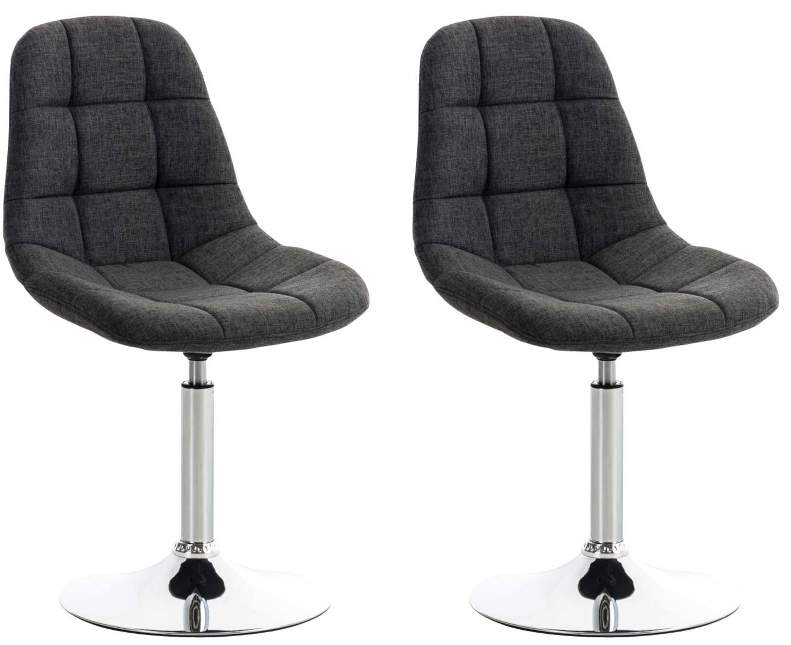 DREHSTUHL 2er Set Stoff dunkelgrau - Chromfarben/Dunkelgrau, Textil/Metall (48/84/52cm) - CLP