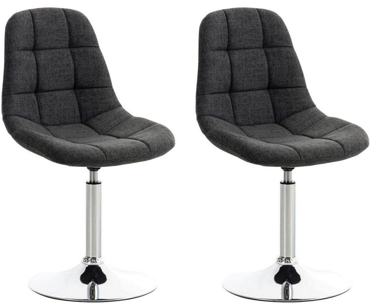 DREHSTUHL 2er Set Stoff dunkelgrau - Chromfarben/Dunkelgrau, Textil/Metall (48/84/52cm) - CLP