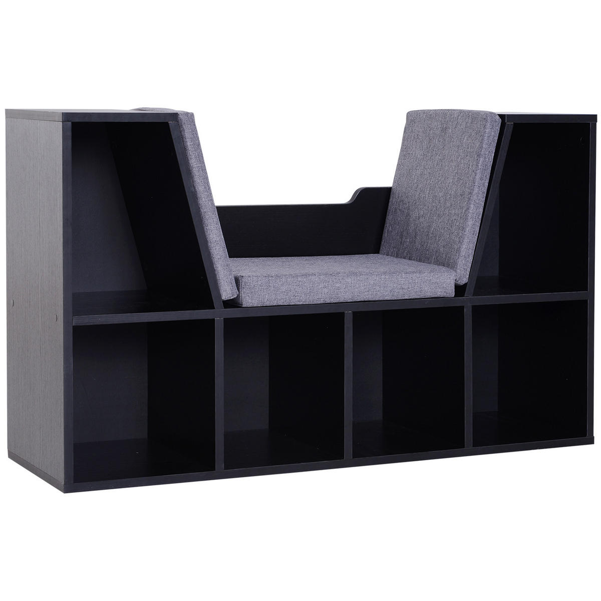 KINDERREGA DE-15481 102/30/61 cm, 6 Fächer Schwarz - Schwarz, Holzwerkstoff (102/61/30cm) - ComfortXL