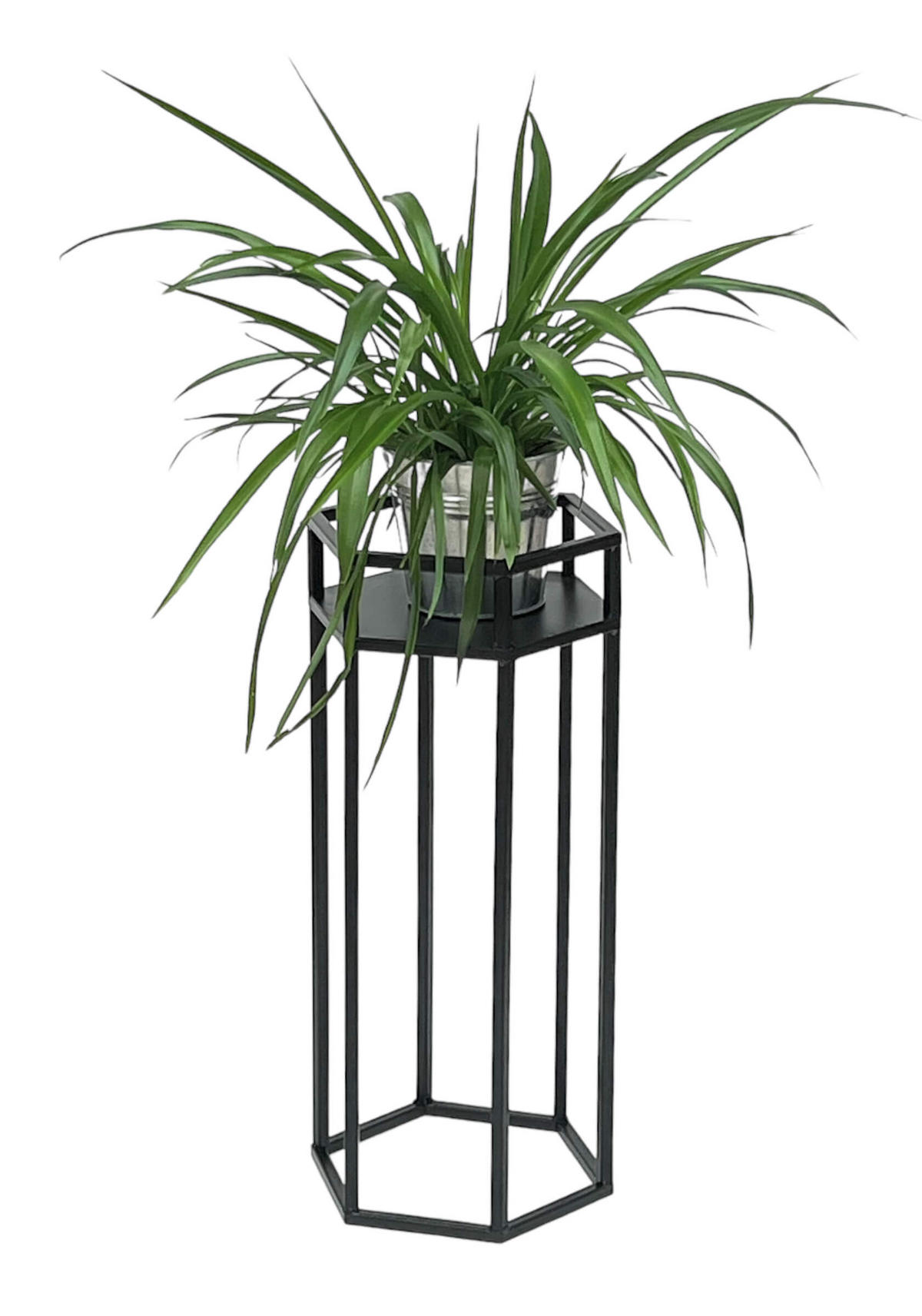 BLUMENHOCKER Metall Schwarz 6eck 50 cm - Schwarz, Metall (23/50/20cm) - DanDiBo