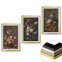 WANDBILDER 3er Set - 40x60 cm Goldrahmen - Blumenarrangements in Vasen - Goldfarben, Kunststoff (40/60cm) - ArtPrintCave