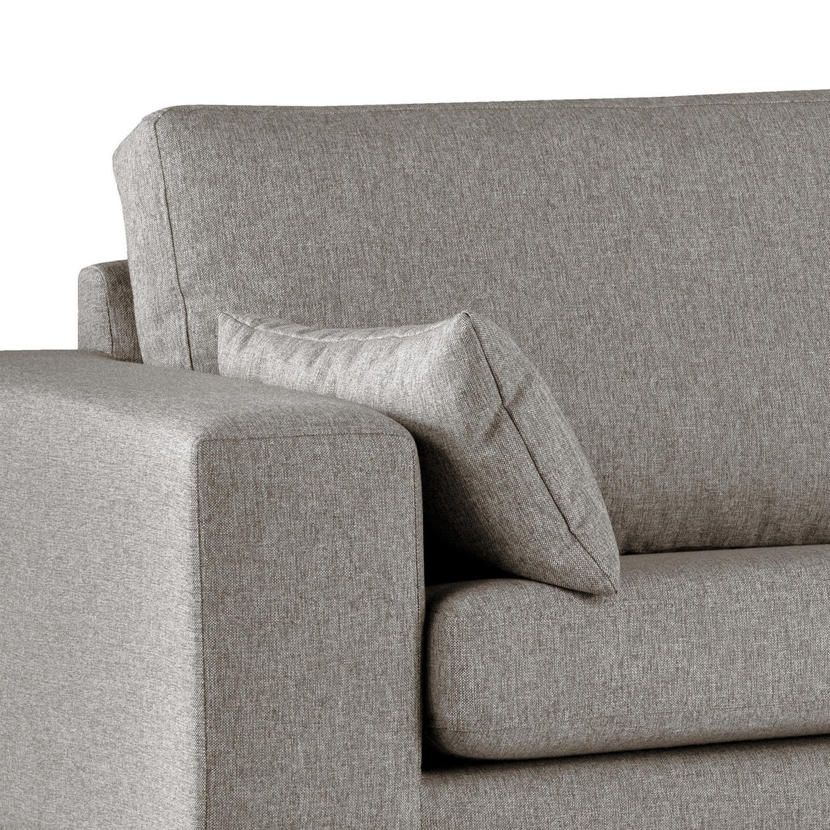 ECKSOFA mit Ottomane - Graubraun/Buchefarben, Buchenholz/Textil (287/219cm) - home24