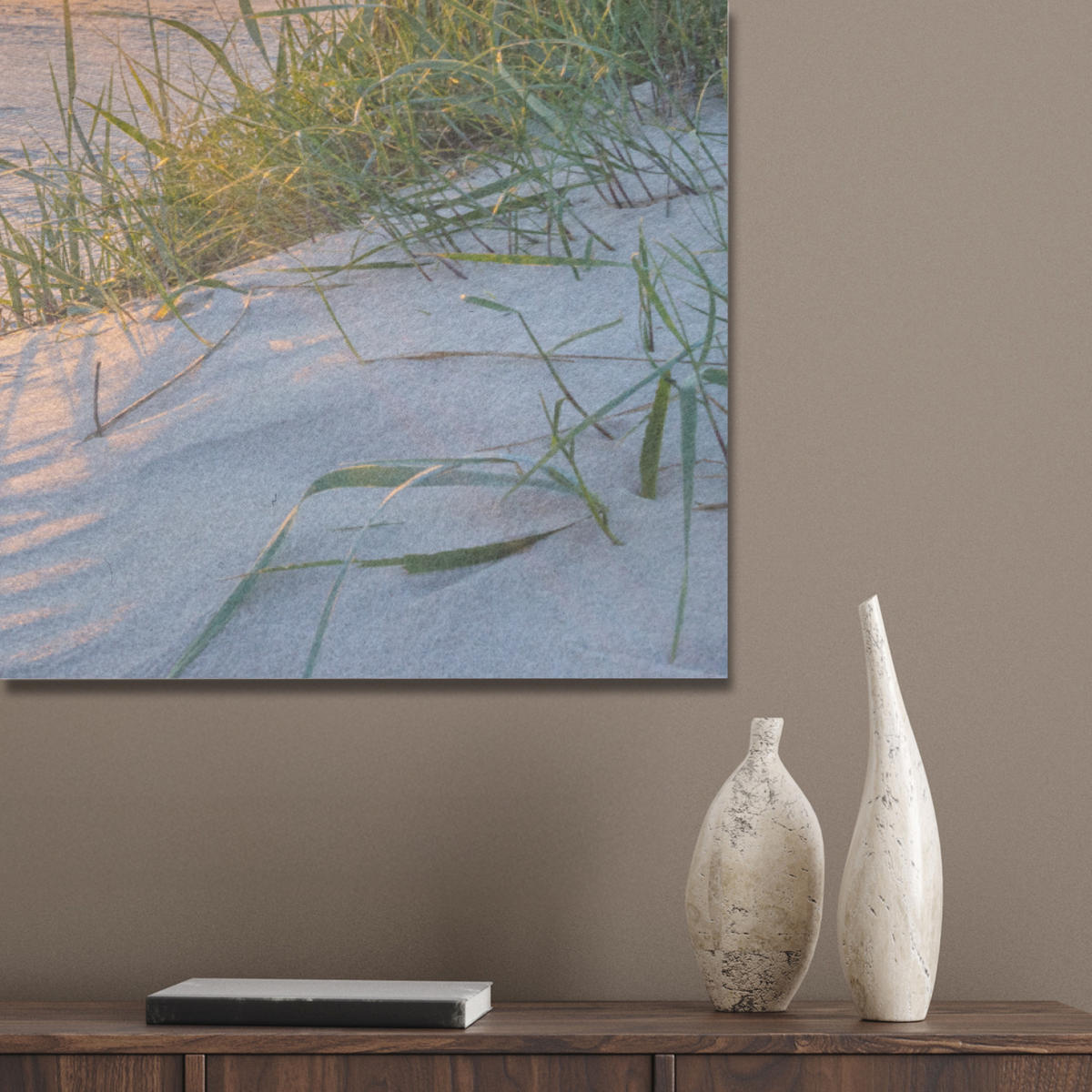 AKUSTIKPANEEL Strand - Sonne - Düne - Gras - Sand - Horizont 100x70 cm - Hellblau, Textil (100/0.9/70cm) - MuchoWow