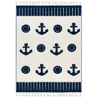 KINDERTEPPICH Beige Anker, Maritim - Mittelflor Rechteckig Weich 140 x 200 cm - Multicolor/Dunkelblau, Textil (140/200cm) - Mazovia