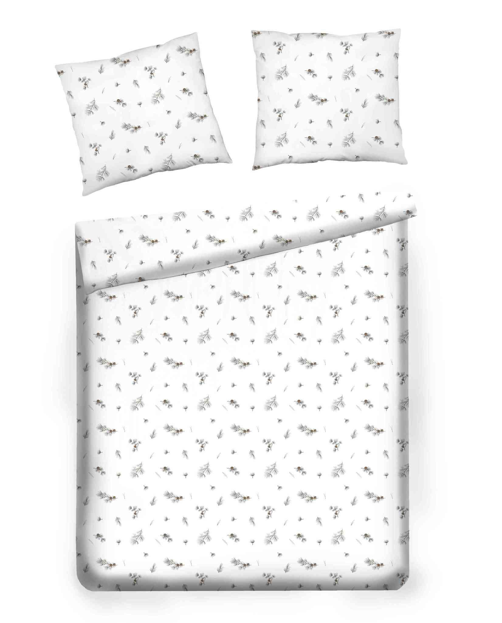 BETTWÄSCHE Satin GRINESO, 160x200 cm, Weiß, Winter Weihnachten Bettbezug, Weihnachtsdeko, Christmas, Weihnachtsmotiv - Weiß, Textil (160/200cm) - home&you