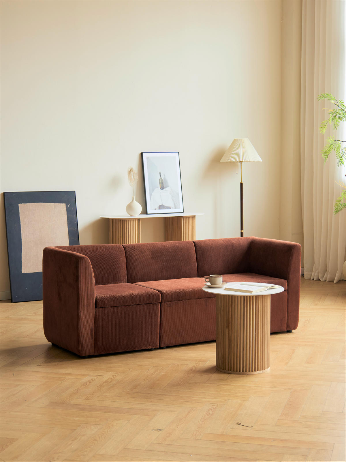 SOFA Samt Terracotta - Terracotta, Textil (180/68/60cm) - Nordlys