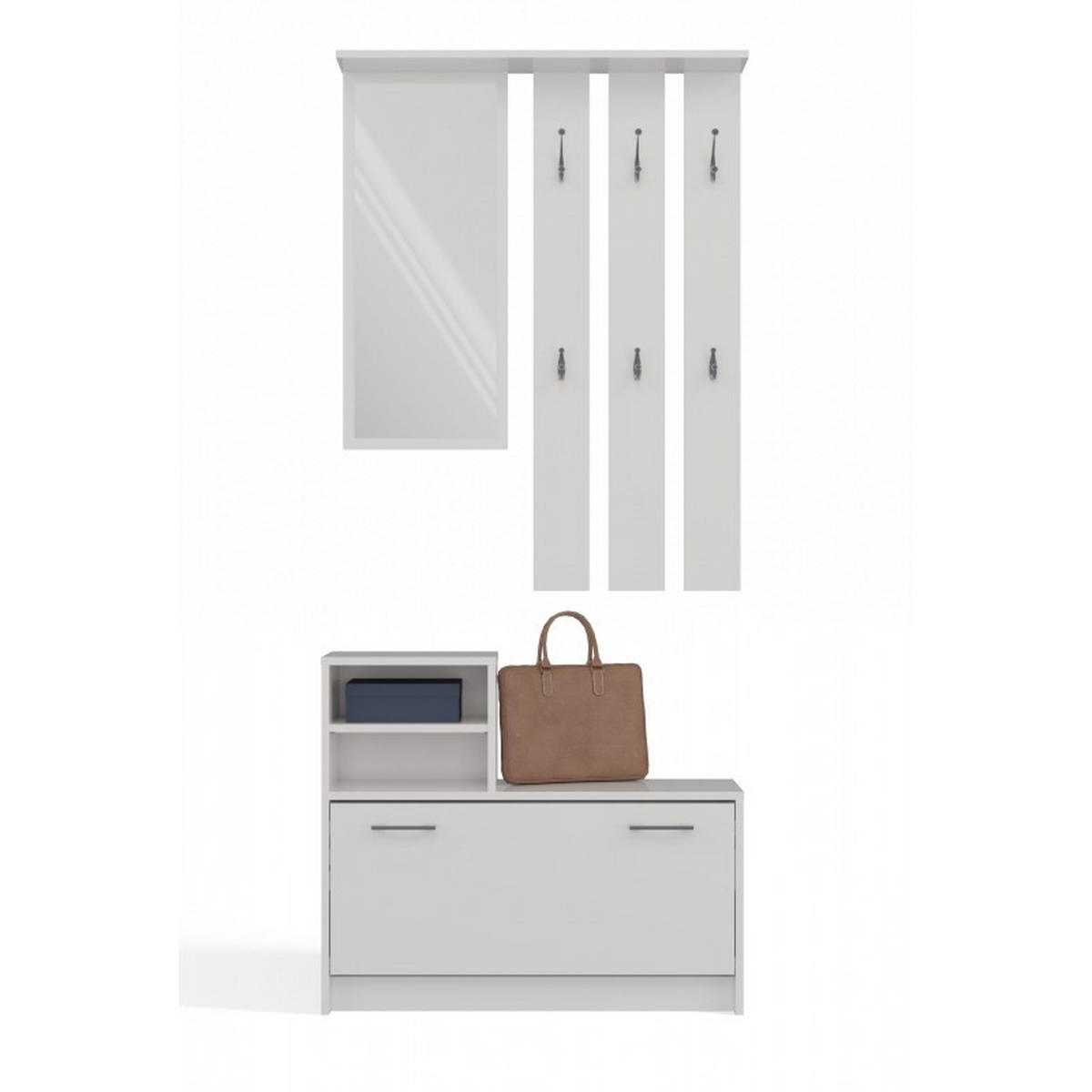 GARDEROBE set de mobilier pentru hol cu oglindă, alb, 85/180/24 - alb, compozit lemnos (85/180/24cm) - RAUMHIRSCH FURNITURE