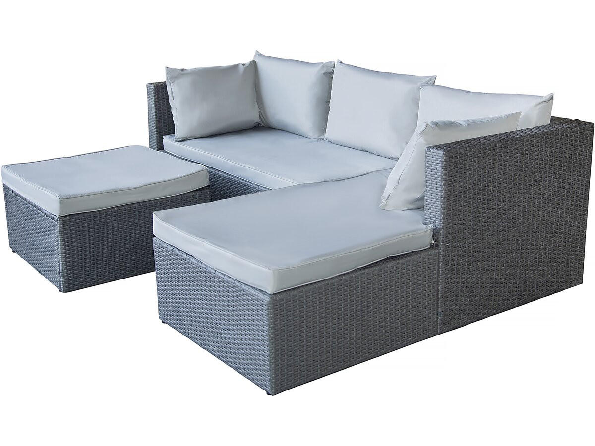 GARTENSITZGRUPPE diya Grau - Hellgrau, Kunststoff - Habitat Garten