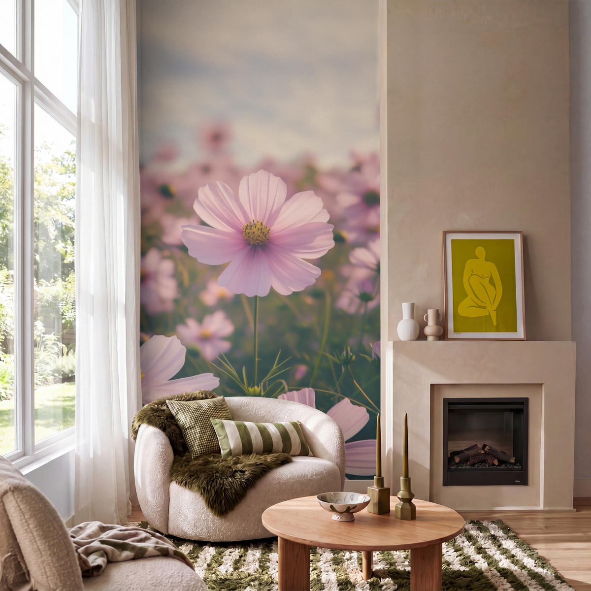 TAPETE - Blumen - Lila - Unscharf - 140x300 cm - Rosa, Papier (140/300cm) - OnlyWow