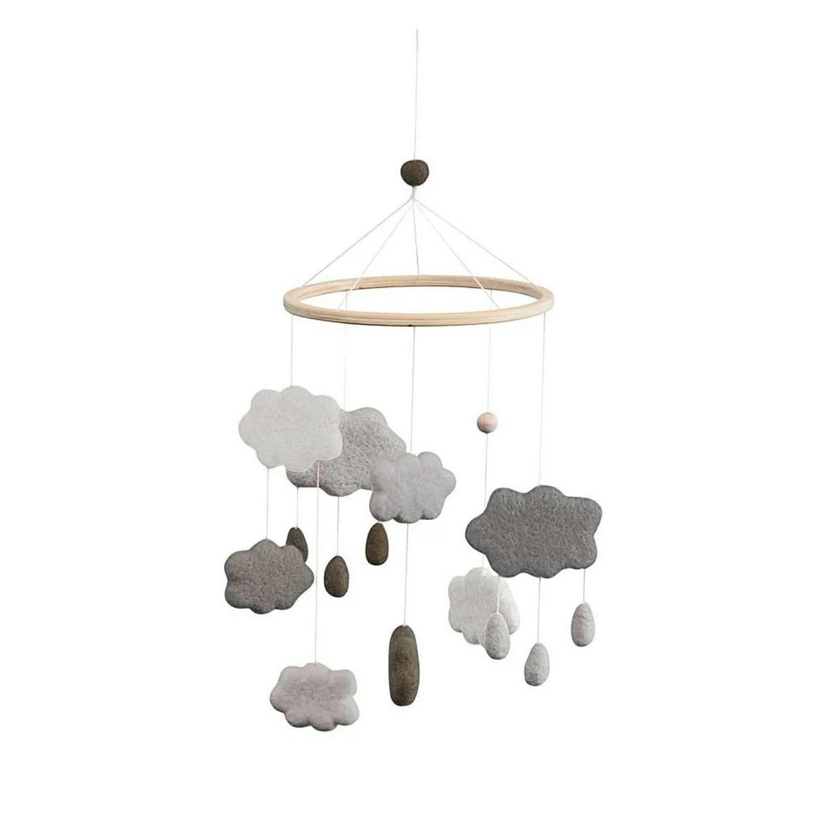 BABYMOBILE Wolken, Filz, grau - Grau, Textil (57/22/22cm) - Sebra