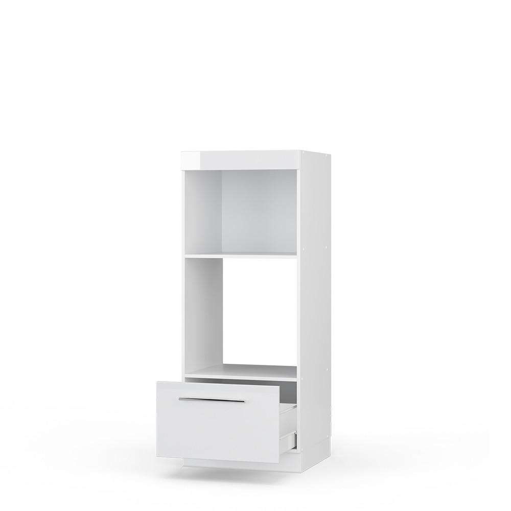 MIKROWELLENSCHRANK Fame-Line Weiß Hochglanz 60 cm offen - Weiß Hochglanz/Weiß, Holzwerkstoff (60/153.6/58.1cm) - Vicco