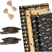 GESCHENKPAPIER Set mit Schnur und Anhängern 3 Rollen 43 cm x 3 Meter - Multicolor, Papier (4/44/10cm)