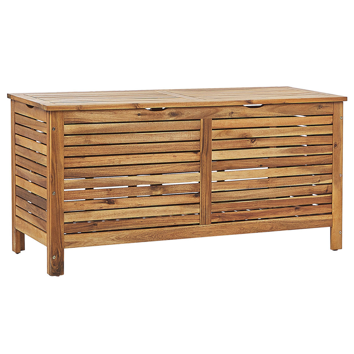 AUFLAGENBOX Akazienholz hellbraun 130/48 cm Riviera - Hellbraun, Holz (130/64/48cm) - Beliani