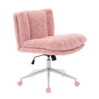 BÜROSTUHL höhenverstellbar 67 cm Kunstfell Pink - Pink, Kunststoff (67/94/63cm) - Meubliv