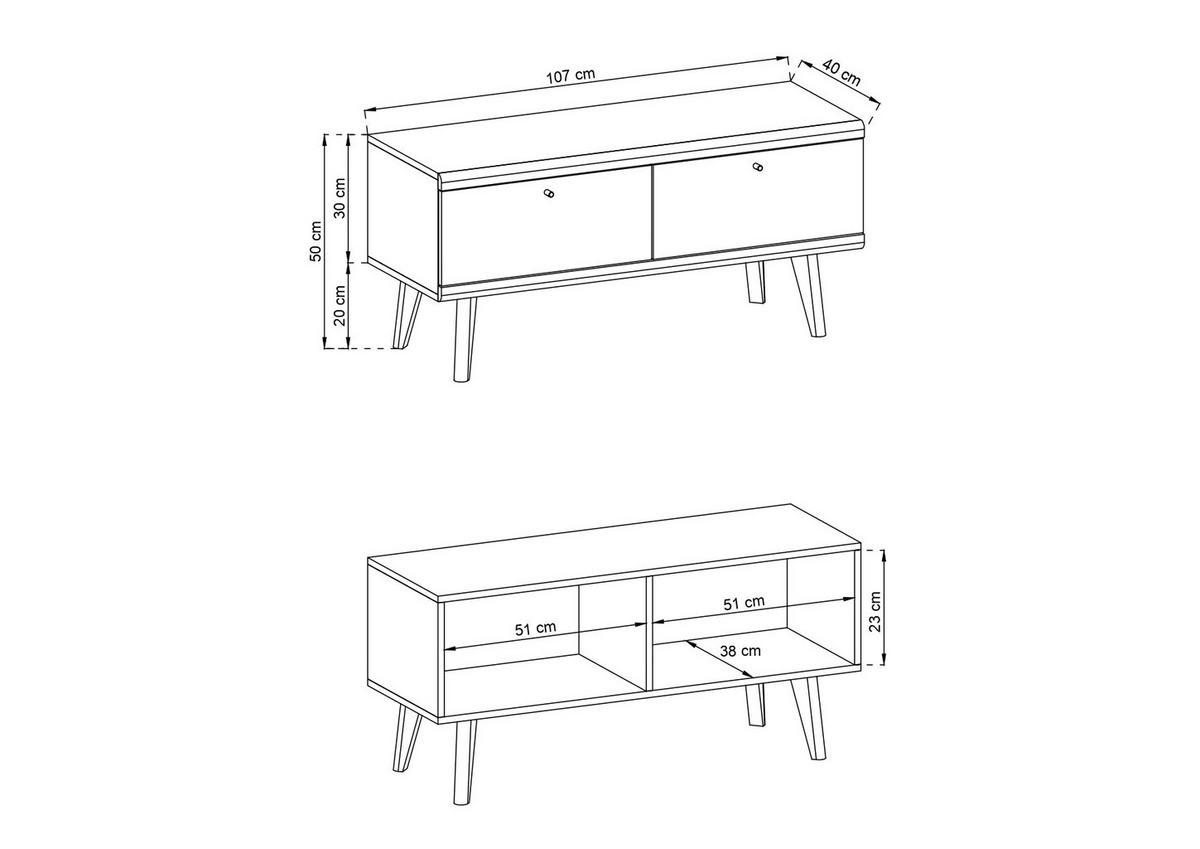 WOHNZIMMER Set 2-tlg. – Primo – Weiß / Sonoma Eiche - Weiß, Holzwerkstoff (107/50/40cm) - hi-markt