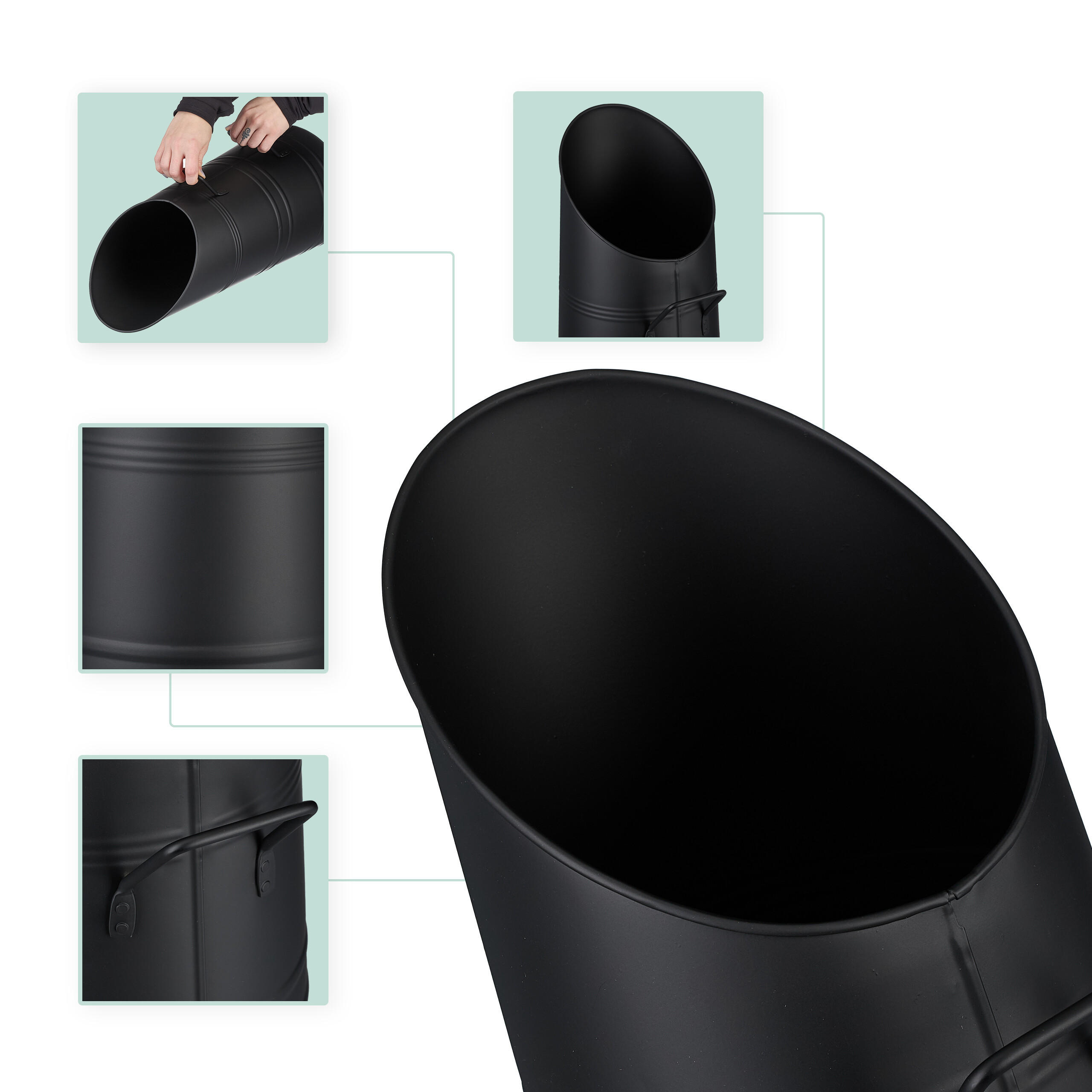 KOHLENSCHÜTTE - Schwarz, Metall (23/23/51cm) - Relaxdays