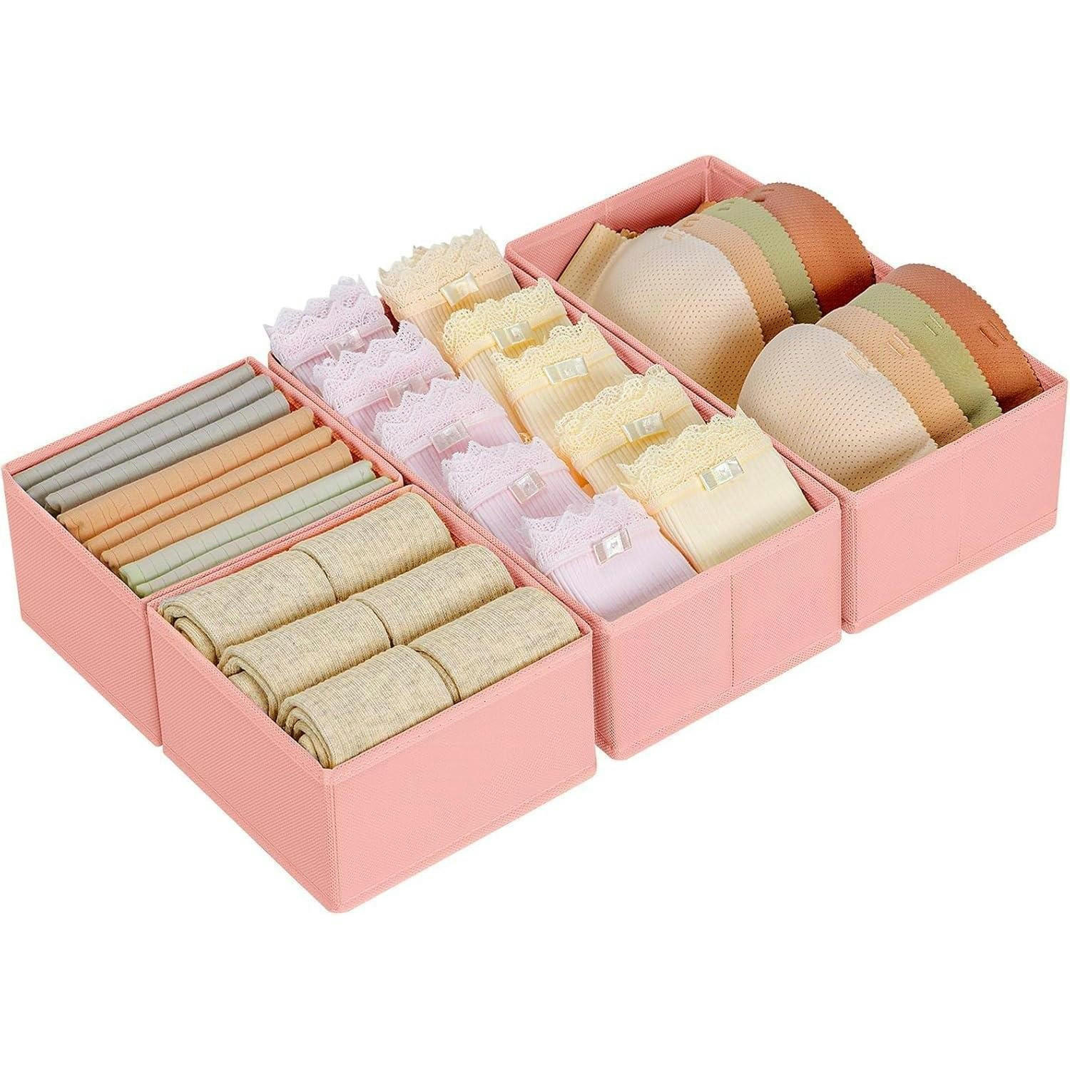 SCHUBLADEN Organizer 4-teiliges Set Rosa - Rosa, Textil (15/9/30cm)