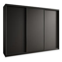 SCHWEBETÜRENSCHRANK NISSE 250/205/60 cm 3-türig mit Schubladen Schwarz - Schwarz, Holzwerkstoff (250/205/60cm) - MASSENO
