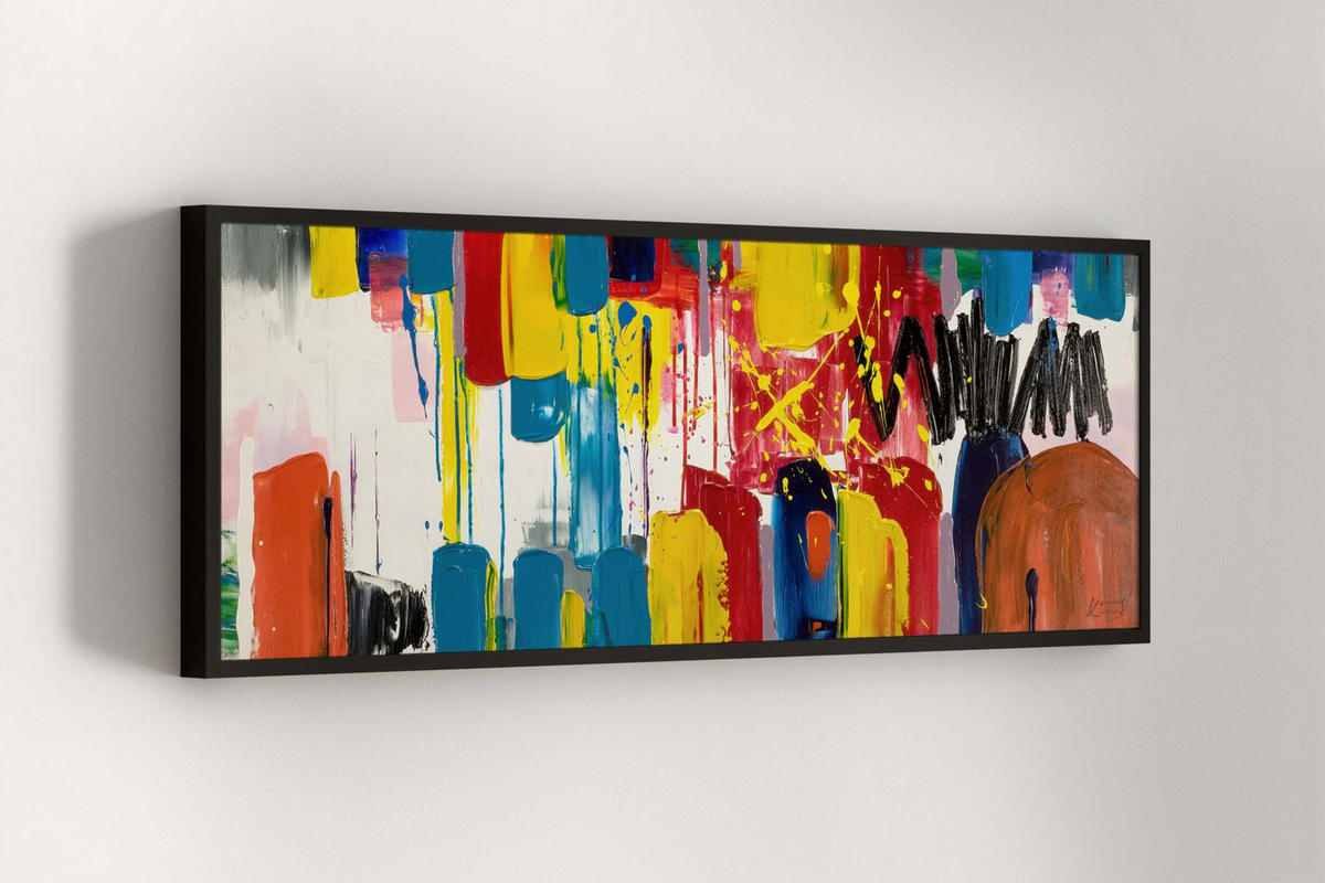 ACRYLBILD HANDGEMALT 150/50 cm - Weiß, Holz/Textil (150/50cm) - KUNSTLOFT