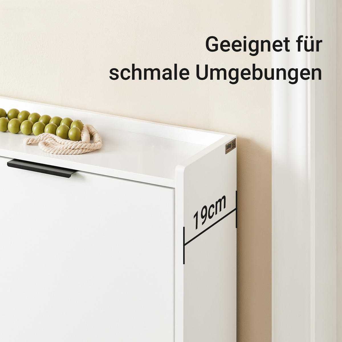 SCHUHSCHRANK mit 4 Klappen, für 8-12 Paar Schuhe, Weiß - Weiß, Holzwerkstoff/Metall (100/90/19cm) - SoBuy