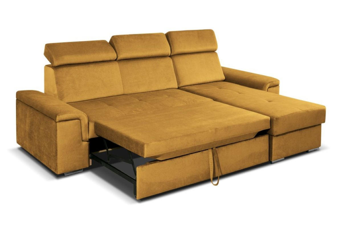 ECKSOFA Monaco L-Form mit Schlaffunktion und Bettkasten 245 cm, gelb - Gelb, Holz/Kunststoff (245/163cm) - Margaret Hadas24