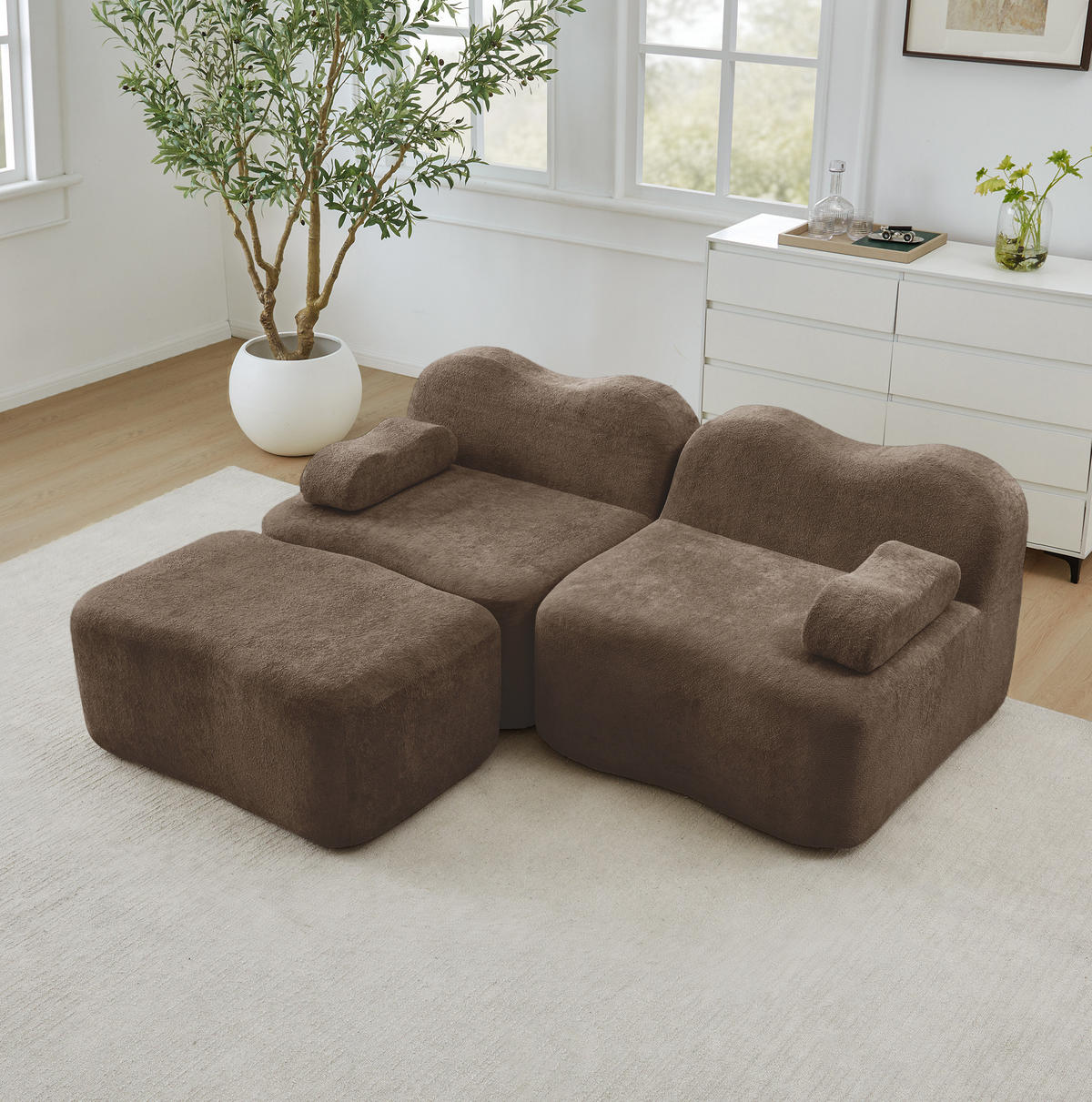 ECKSOFA 192/167/70 cm in Braun aus Samt, modular und ohne Aufbau - Braun, Textil (167/192cm) - Flora Grace