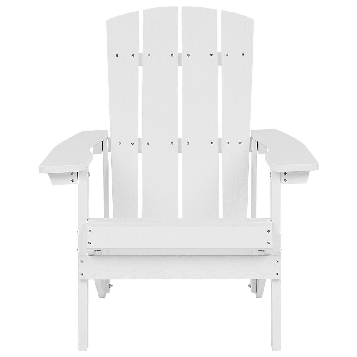 GARTENSTUHL mit Fußhocker Kunstholz weiß Adirondack - Weiß, Kunststoff (75/88/88cm) - Beliani