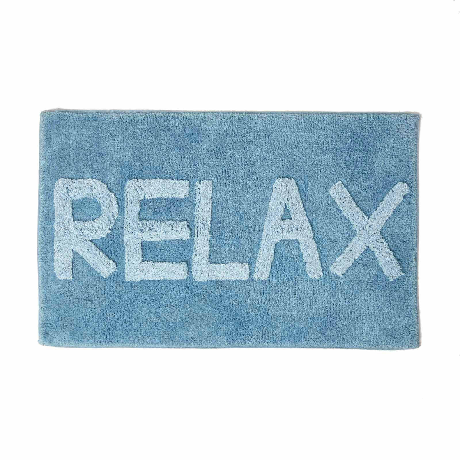 BADEMATTE Relax blau 50/80 cm, 100% Baumwolle - Blau, Textil (50/80cm) - Homescapes