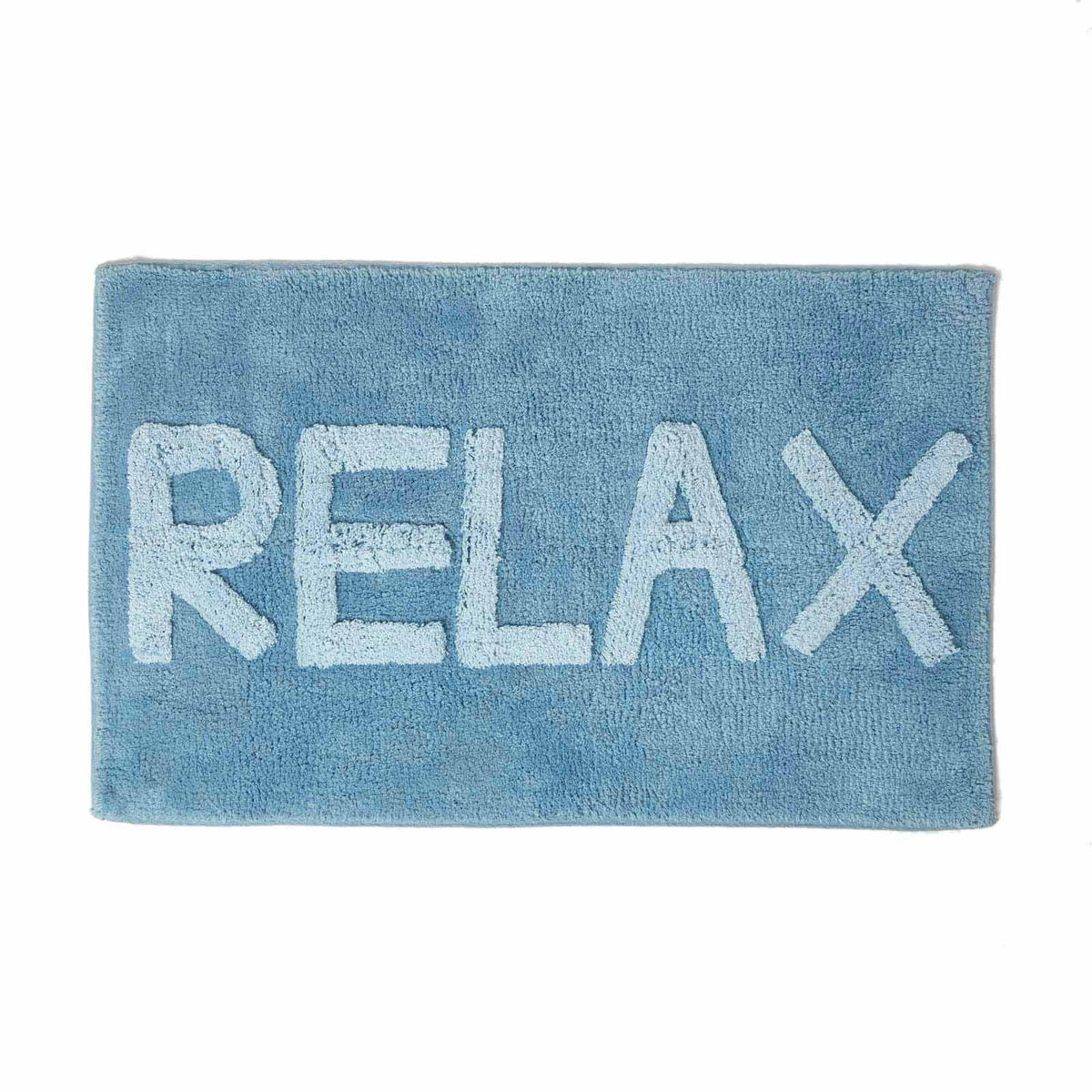 BADEMATTE Relax blau 50/80 cm, 100% Baumwolle - Blau, Textil (50/80cm) - Homescapes