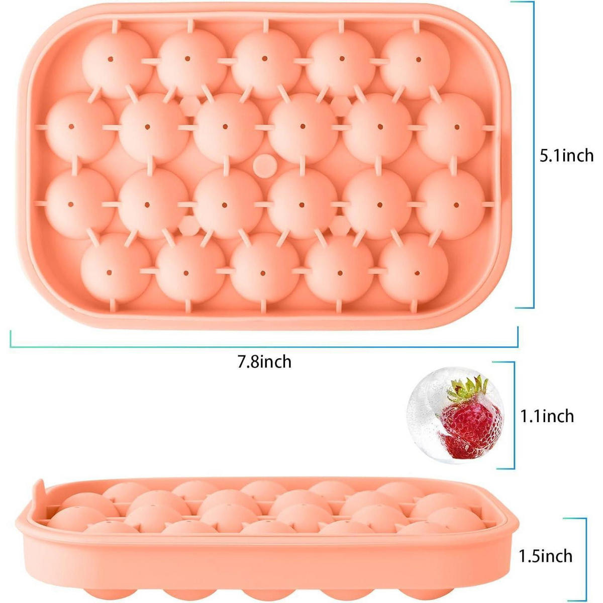 EISWÜRFELFORM Silikon Rund 2er Set Rosa - Rosa, Kunststoff (12/3.8/20cm)