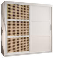 SCHWEBETÜRENSCHRANK 200/180/62 2-türig - Silberfarben/Weiß, Holz/Kunststoff (180/200/62cm) - MÖBEL KRYSPOL