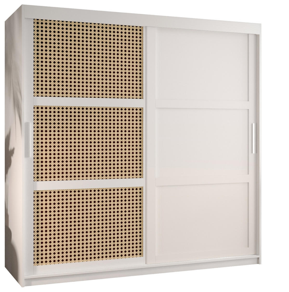 SCHWEBETÜRENSCHRANK 200/180/62 2-türig - Silberfarben/Weiß, Holz/Kunststoff (180/200/62cm) - MÖBEL KRYSPOL