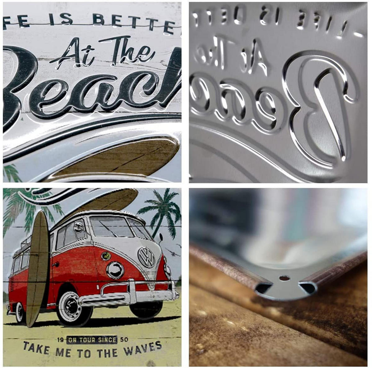 BLECHSCHILD 20/30 cm Volkswagen VW Bulli Beach - Multicolor, Metall (20/30/0.2cm) - Nostalgic-Art