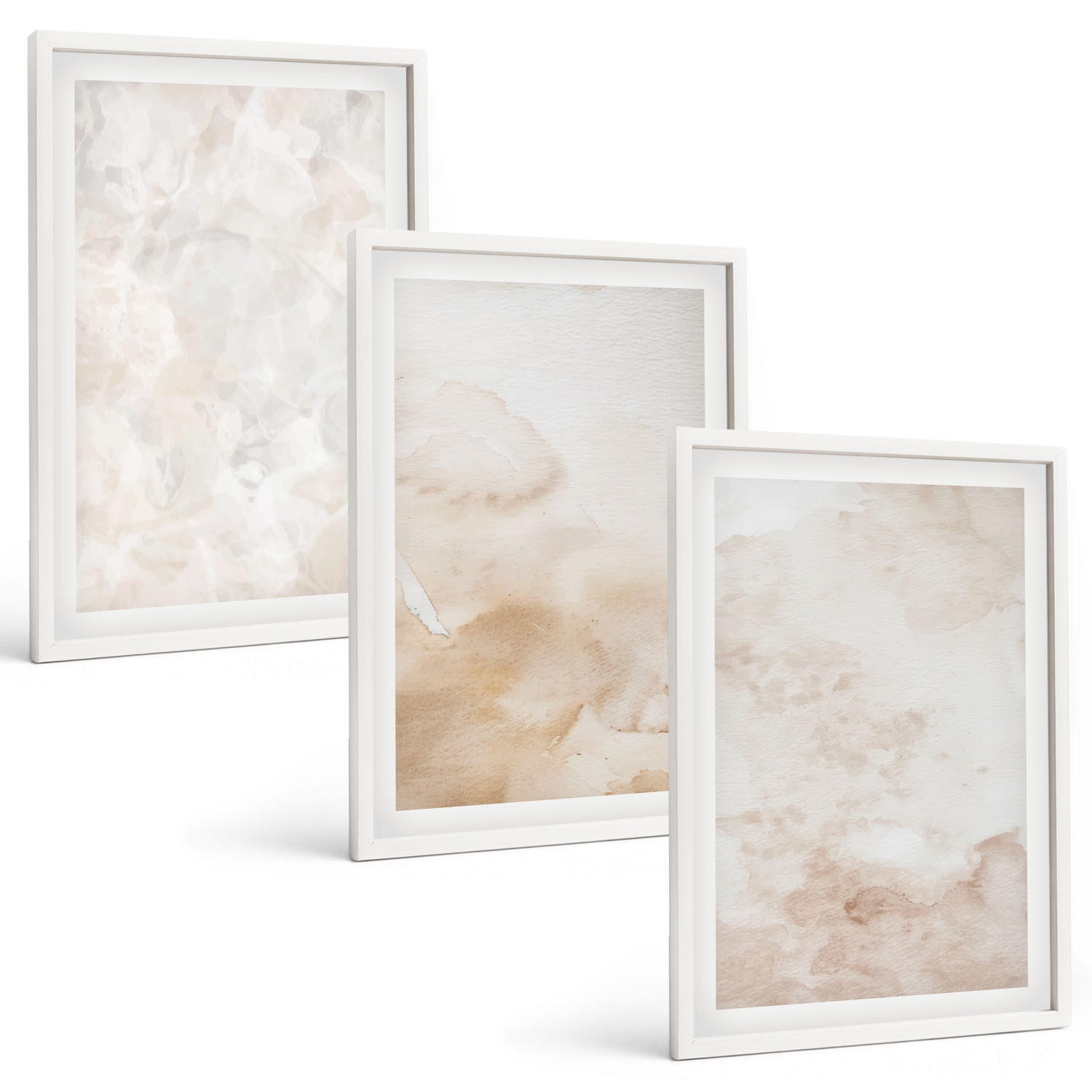 BILDER SET 3er Set - 40x60 cm Weißer Rahmen - Modische Pastelltexturen - Weiß, Kunststoff (40/60cm) - TULUP