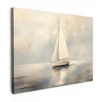 LEINWANDBILD Segelschiff - Meer - Bewölkt Wandbilder 80x60 cm - Creme, Textil (80/60cm) - MuchoWow